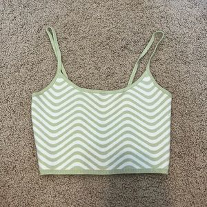 Green groovy knit tank top